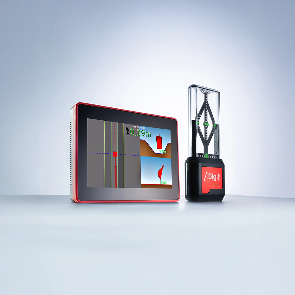 iDig Display und Sensor des Baggersteuerungssystems